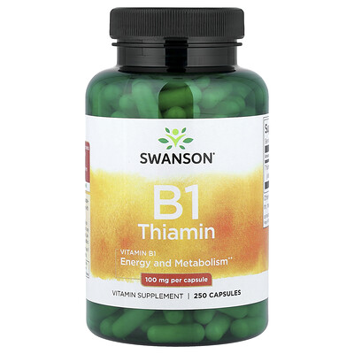 Swanson Vitamins, Vitamina B1 y tiamina, 100 mg, 250 cápsulas