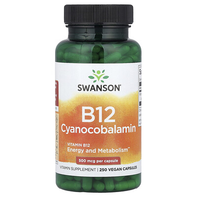 Photos - Other Sports Nutrition Swanson , Vitamin B12, , 500 mcg, 250 Vegan Capsules SWV-01031 (Cyanocobalamin)