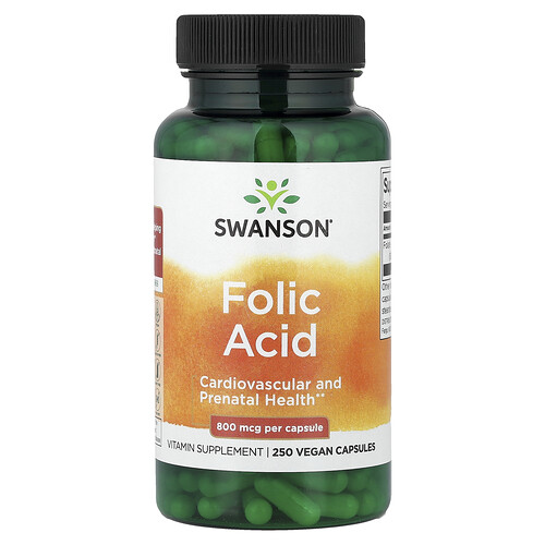 Swanson, Folic Acid, 800 mcg, 250 Capsules
