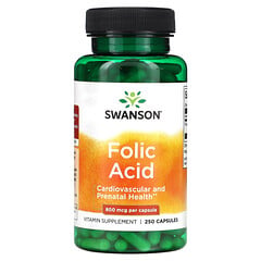 Swanson, Folic Acid, 800 mcg, 250 Capsules