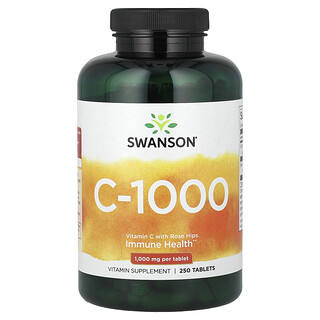 Swanson Vitamins, Vitamín C s výťažkami z ruže šípovej, 1 000 mg, 250 tabliet