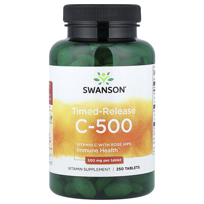 Swanson, Vitamina C500 de liberación prolongada, 250 comprimidos