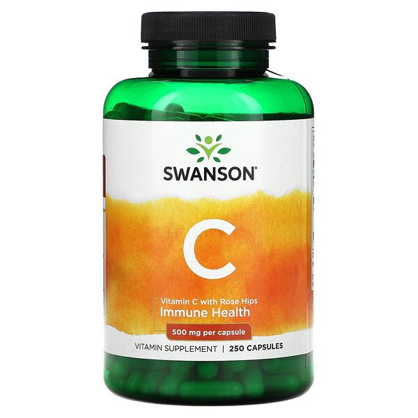 Swanson, Vitamin C With Rose Hips, 500 mg, 250 Capsules