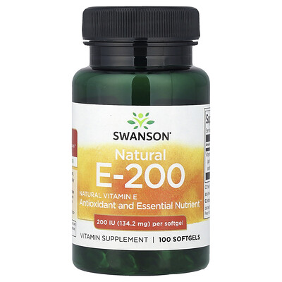 Swanson Vitamins, Vitamina E natural, 134,2 mg (200 UI), 100 cápsulas blandas