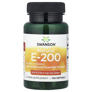 Swanson Vitamins, Vitamina E natural, 134,2 mg (200 UI), 100 cápsulas blandas