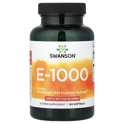 Swanson Vitamins, Vitamina E natural, 1000 UI, 100 cápsulas blandas