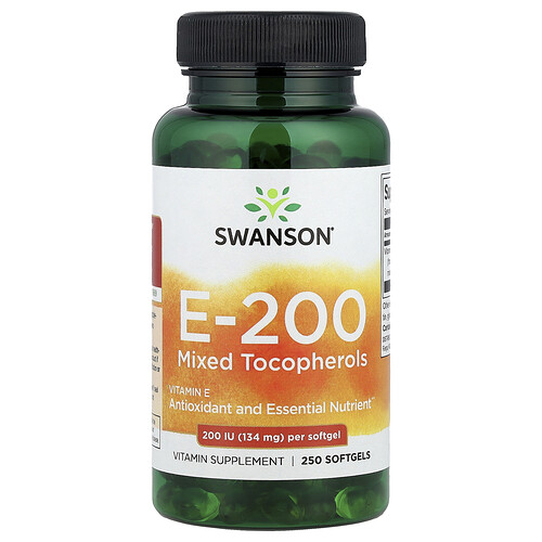 Swanson Vitamins E-200 Mixed Tocopherols, 134 mg (200 IU), 250 Softgels