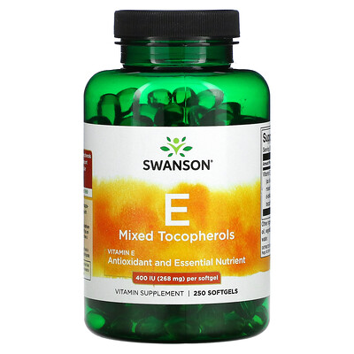 

Swanson Vitamin E Mixed Tocopherols 400 IU (268 mg) 250 Softgels