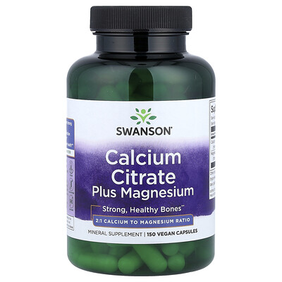 Swanson Vitamins, Citrato de calcio más magnesio, 150 cápsulas veganas