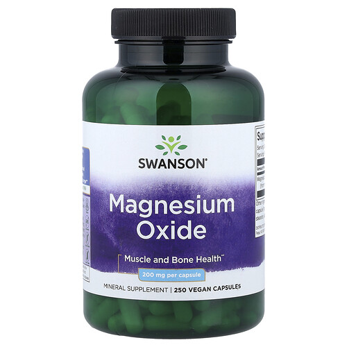 Swanson Vitamins, Magnesiumoxid, 200 mg, 250 vegane Kapseln