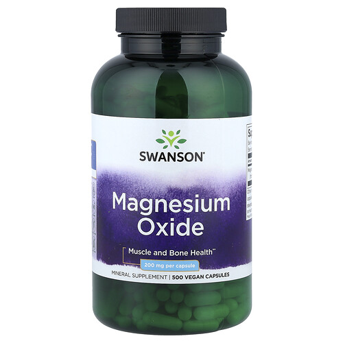 Swanson Vitamins, Magnesiumoxid, 200 mg, 500 vegane Kapseln