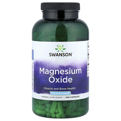 Swanson, Óxido de magnesio, 200 mg, 500 cápsulas