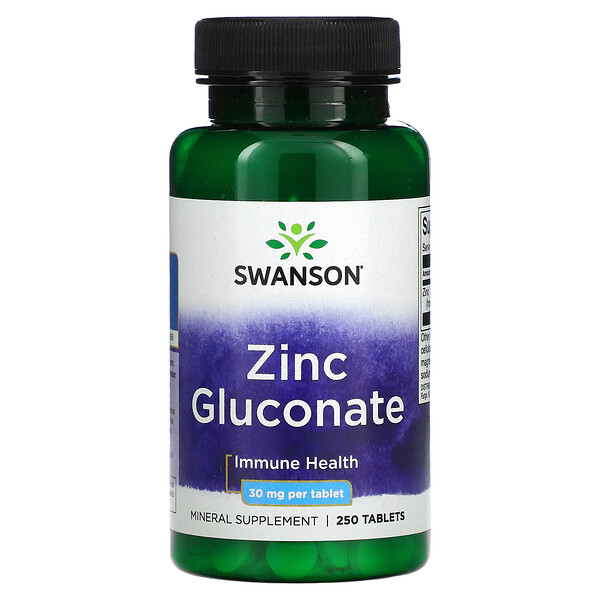 Zinc Gluconate, 30 mg, 250 Tablets