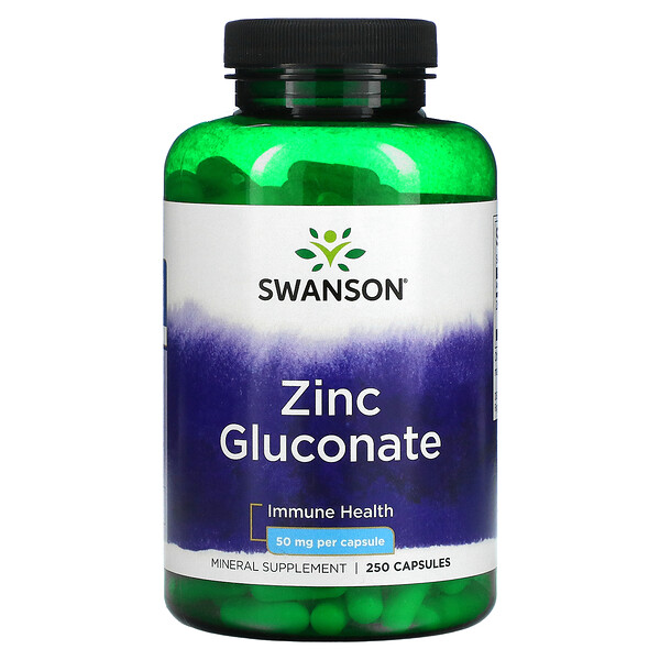Zinc Gluconate, 50 mg, 250 Capsules