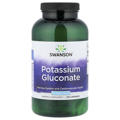 Swanson Vitamins, Gluconato de potasio, 99 mg, 250 cápsulas