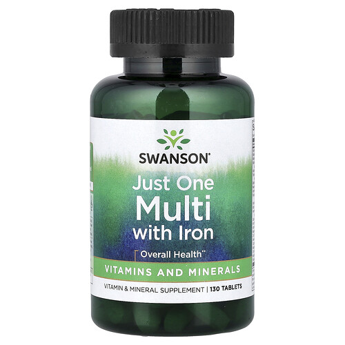 Swanson Vitamins Just One Multi with Iron, 130 Tablets