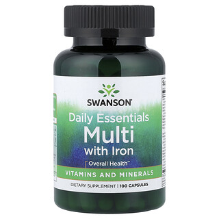 Swanson Vitamins, Daily Essentials Multi With Iron, 100 kapslí