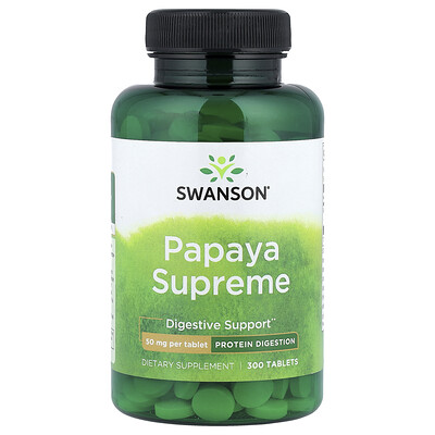 Swanson, Papaya Supreme , 50 mg , 300 Tablets