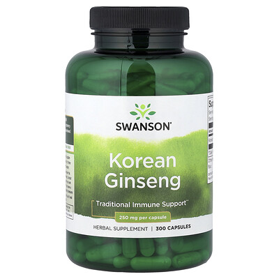 Swanson Vitamins, Ginseng coreano, 300 cápsulas (250 mg por cápsula)