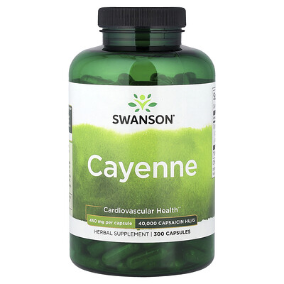 Swanson Vitamins, Cayena, 450 mg, 300 cápsulas