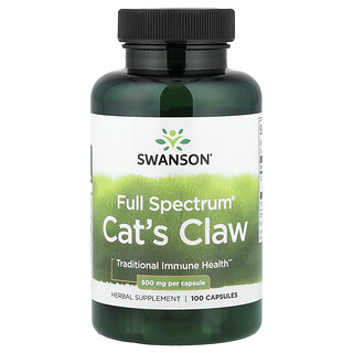 Swanson Vitamins, Ura de gato de espectro completo, 500 mg, 100 cápsulas