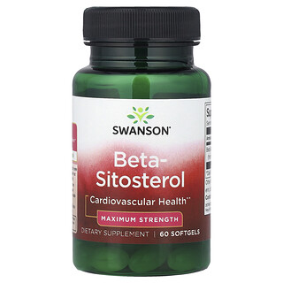 Swanson Vitamins, бета-ситостерол, максимальная сила действия, 60 капсул (160 мг в 1 капсуле)