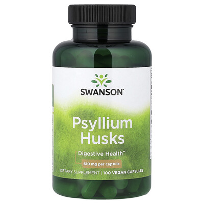 Swanson Vitamins, Cáscaras de psilio, 610 mg, 100 cápsulas veganas