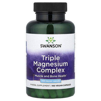 Swanson Vitamins, Complejo triple de magnesio, 400 mg, 100 cápsulas