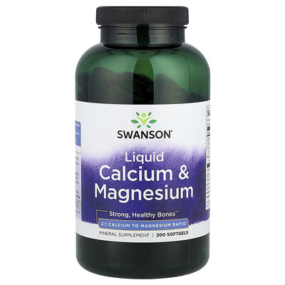 Swanson Vitamins Liquid Calcium  Magnesium  200 Softgels