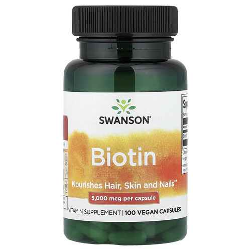 Swanson Vitamins, Biotin, 5.000 mcg, 100 vegane Kapseln
