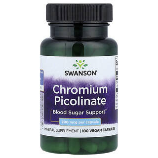 Swanson Vitamins, Chromium Picolinate, Chrompicolinat, 200 mcg, 100 vegane Kapseln