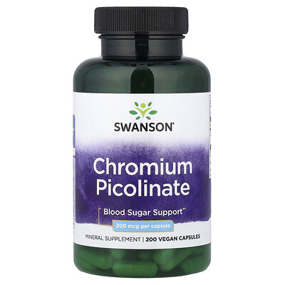Swanson Vitamins, Picolinato de cromo, 200 mcg, 200 cápsulas veganas