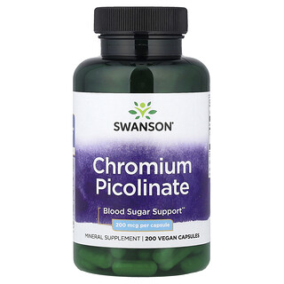 Swanson Vitamins, Chromium Picolinate, Chrompicolinat, 200 mcg, 200 vegane Kapseln