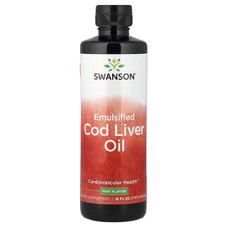 Swanson Vitamins, Emulgert tran, mynte, 16 fl oz (473 ml)