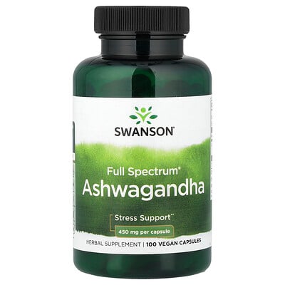 Swanson Vitamins, Full Spectrum®, Ashwagandha, 100 cápsulas veganas (450 mg por cápsula)
