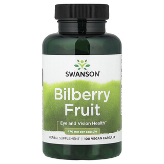 Swanson Vitamins, Bilberry Fruit, 470 mg, 100 Vegan Capsules