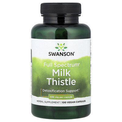 Swanson Full Spectrum® Milk Thistle 500 mg 100 Vegan Capsules (250 mg per Capsule)