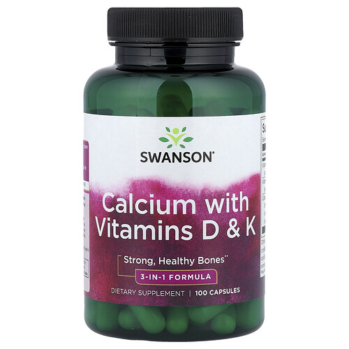 Swanson Vitamins Calcium with Vitamins D & K, 100 Capsules