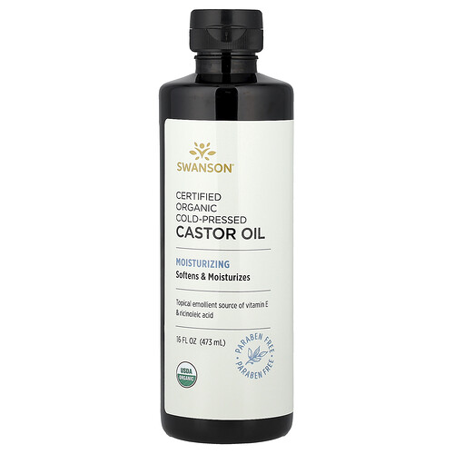 Swanson Vitamins Certified Organic Cold-Pressed Castor Oil, 16 fl oz (473 ml)