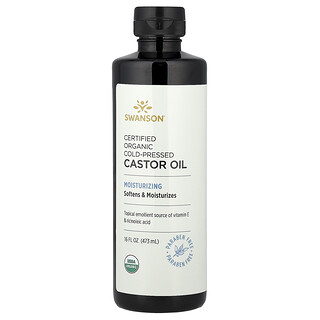 Swanson Vitamins, Aceite de ricino orgánico certificado prensado en frío, 473 ml (16 oz. Líq.)