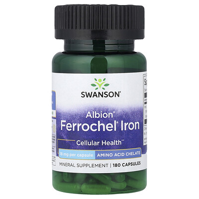 Swanson Vitamins, Albion®, Hierro Ferrochel®, 18 mg, 180 cápsulas