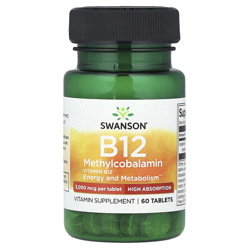 Swanson Vitamins Vitamin B12 Methylcobalamin, 5,000 mcg, 60 Tablets