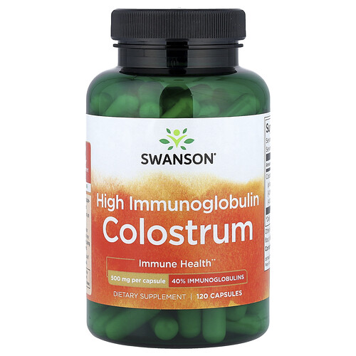 Swanson Vitamins High Immunoglobulin Colostrum, 120 Capsules (500 mg per Capsule)