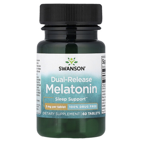 Swanson Vitamins Dual-Release Melatonin Supplement Vitamin | 3 mg | 60 Tabs