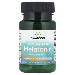 Swanson Vitamins, Melatonin, Dubbel frisättning, 3 mg, 60 Tabletter