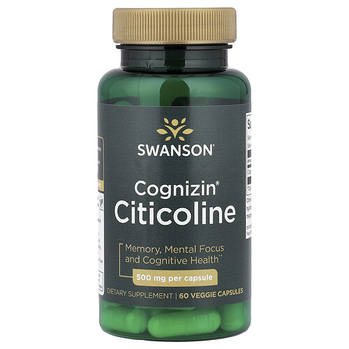 Swanson Vitamins Cognizin® Citicoline, 60 Veggie Capsules (500 mg per Capsule)