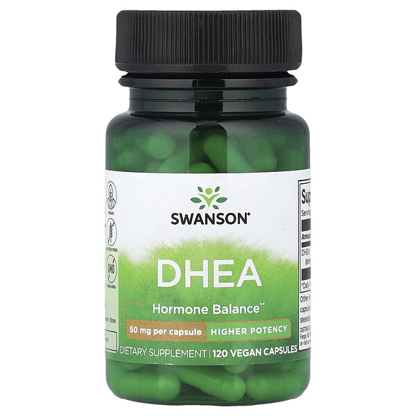 Swanson Vitamins DHEA, Higher Potency , 50 mg, 120 Vegan Capsules