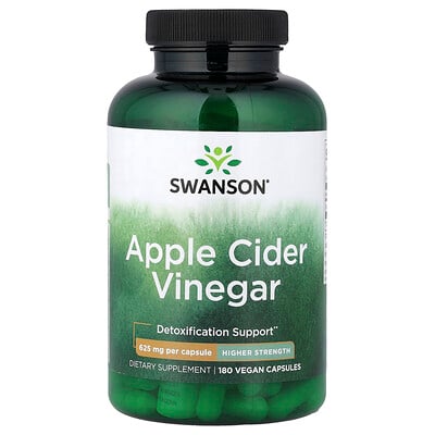 Swanson, Vinagre de sidra de manzana, Mayor concentración, 180 cápsulas veganas (625 mg por cápsula)