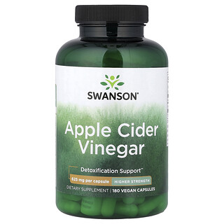 Swanson Vitamins, Vinagre de sidra de manzana, Mayor concentración, 180 cápsulas veganas (625 mg por cápsula)