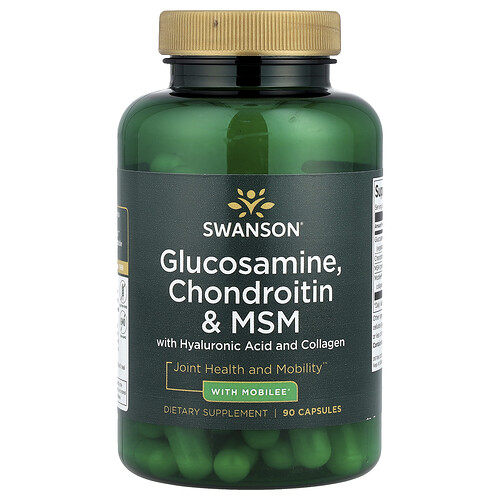 Swanson Vitamins Glucosamine, Chondroitin & MSM with Hyaluronic Acid and Collagen, 90 Capsules